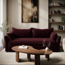 Burgundy Velvet 3 Seater Futon